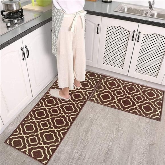 Easychan 2 Piece Carpet Rubber Backing Non-Slip Kitchen Mat Doormat Area